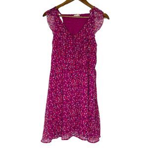Tulle Pink Polka Dot Flutter Sleeve V-Neck Sheer Dress Size Small Women’s